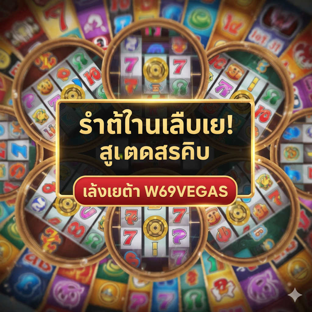 ภาพสรุปที่เป็นการเรียกร้องให้ดำเนินการ (Call-to-Action) แสดงภาพรวมของเกมสล็อตที่กำลังหมุนอยู่ด้วยความเร็วสูง มีคำว่า 'เริ่มต้นเล่นเลย!' หรือ 'สมัครสมาชิก' เป็นภาษาไทยขนาดใหญ่และเด่นชัดในกรอบสีแดงหรือทองคำ มีปุ่มเสมือนจริงที่เขียนว่า 'เล่นเลยที่ W69VEGAS' วางอยู่ตรงกลางเพื่อกระตุ้นให้คลิก พื้นหลังเป็นภาพเบลอๆ ของเกมสล็อตที่มีสีสันสดใสหลายเกมรวมกัน สื่อถึงความหลากหลายและความพร้อมในการให้บริการทันที